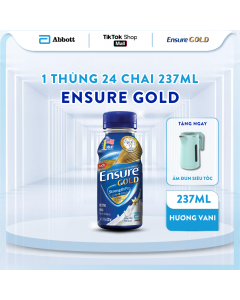 [TẶNG ẤM ĐUN NƯỚC XANH NGỌC ENSURE] 1 THÙNG 24 CHAI SỮA ENSURE GOLD DẠNG LỎNG HƯƠNG VANI 237ML