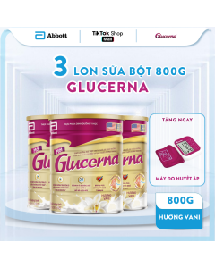 [TẶNG MÁY ĐO HUYẾT ÁP] COMBO 3 LON SỮA BỘT GLUCERNA HƯƠNG VANI DẠNG BỘT (800g)