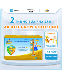 [TẶNG HƯƠU THỂ THAO + DÂY NHẢY GROW] Combo 2 thùng 48 hộp sữa pha sẵn Abbott Grow Gold chính hãng hương vani 110ml