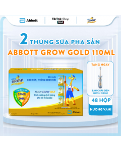 [TẶNG BÀN CHẢI ĐIỆN GROW] Combo 2 thùng 48 hộp sữa pha sẵn Abbott Grow Gold chính hãng hương vani 110ml