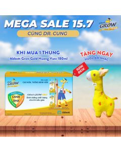 [DEAL DR.CUNG] [TẶNG HƯƠU ÂM NHẠC] 1 Thùng Sữa Tươi Abbott Grow Gold 180ml/ Hộp (12 Lốc) Hương Vani