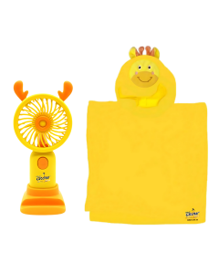 [Hàng quà tặng] Combo quạt cầm tay & khăn choàng tắm Grow