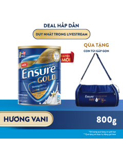 [TẶNG TÚI GẤP GỌN] 1 LON ENSURE GOLD CẢI TIẾN MỚI DẠNG BỘT HƯƠNG VANI 800G